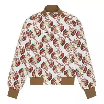 Куртка men's x the north face crossover webbing printing aviator jacket brown Gucci, коричневый