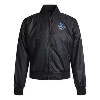 Куртка mens city edition courtside brooklyn nets casual tat baseball jacket black Nike, черный