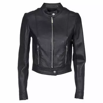 Куртка Michael Kors Cropped Leather Biker, черный
