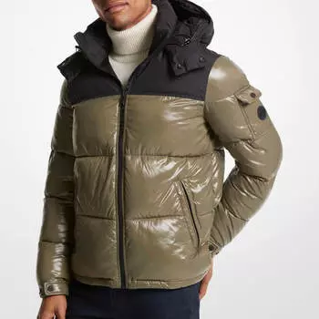 Куртка Michael Kors Roseville Quilted Cire Nylon, оливковый