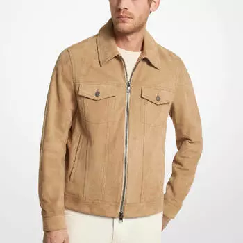 Куртка Michael Kors Suede Zip-Up Trucker, светло-коричневый