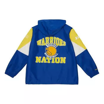 Куртка Mitchell & Ness x NBA Team Origins Anorak Quarter-Zip Pullover Hoodie 'Royal Golden State Warriors', синий