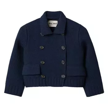 Куртка Miu Miu Cropped Wool Jacket Navy, синий