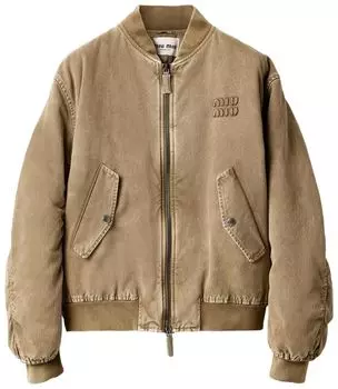 Куртка Miu Miu Gabardine Bomber Jacket 'Tundra', коричневый