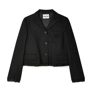 Куртка Miu Miu Pinstripe Suit Jacket Black, черный