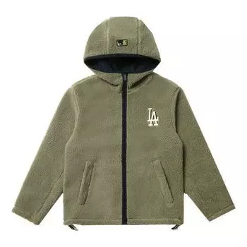 Куртка MLB Los Angeles Dodgers lamb's wool Hooded Jacket Unisex Khaki, хаки