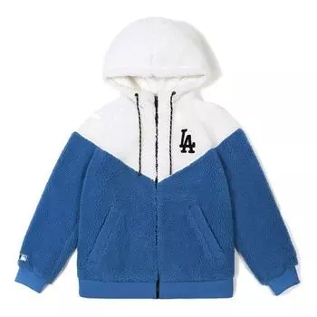 Куртка MLB Los Angeles Dodgers lamb's wool Hooded Jacket Unisex White Blue Splicing, белый