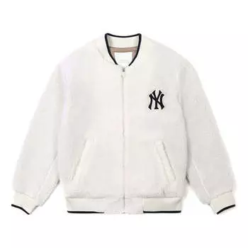 Куртка MLB New York Yankees Lambs Wool Jacket Unisex White, цвет ivory