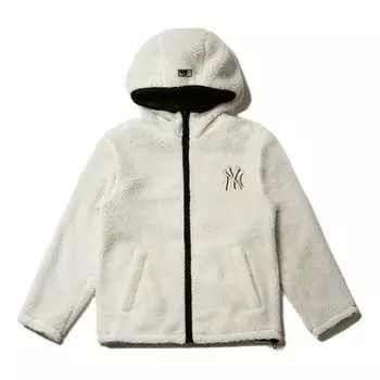 Куртка MLB New York Yankees Lambs Wool Hooded Jacket Unisex White, цвет ivory