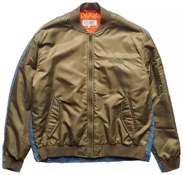 Куртка MM6 Maison Margiela Double Fabric Zip Bomber Jacket 'Green', зеленый
