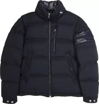 Куртка Moncler Delaume Full Zip Puffer Jacket With Stripe On Arm Navy/White, синий