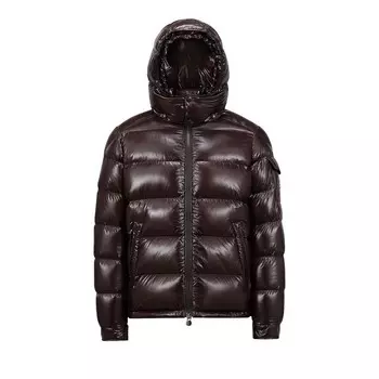 Куртка Moncler Maya Hooded Puffer Shiny Jacket Brown, коричневый