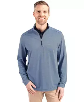 Куртка мужская Cutter Buck Virtue Eco Pique Micro Stripe Recycled с молнией до середины груди Cutter & Buck, синий