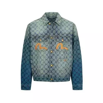 Куртка мужская джинсовая синяя по всей земле Evisu, синий