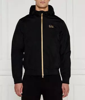 Куртка мужская Ea7 с капюшоном и контрастной молнией, черный
