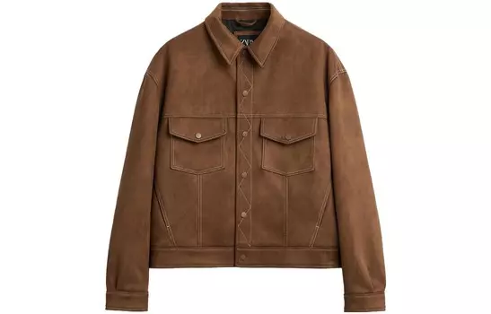 Куртка мужская кожаная цветная Zara, цвет Leather color