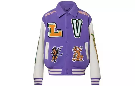 Куртка мужская Louis Vuitton бейсбольная, фиолетовый / белый