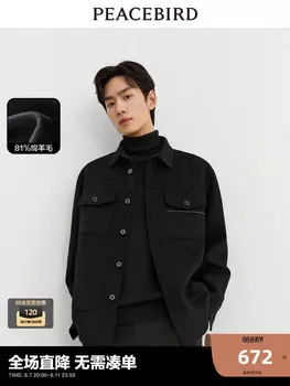 Куртка мужская Peacebird с отстрочкой и лацканами, черный