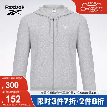 Куртка мужская Reebok с капюшоном, серый