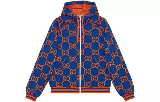 Куртка мужская синяя/оранжевая Gucci, синий/оранжевый