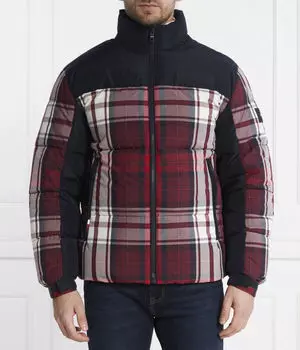 Куртка мужская Tommy Hilfiger в клетку с воротником-стойкой, бургундия