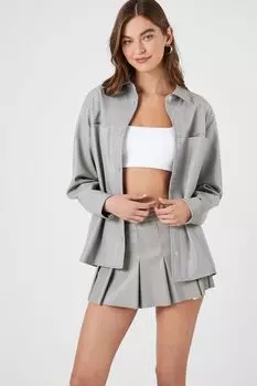 Куртка на кнопках из искусственной кожи Forever 21, серый