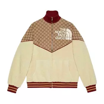 Куртка на молнии Gucci x The North Face, цвет Бежевый/Черное дерево