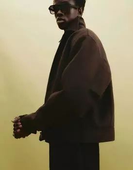 Куртка на молнии коричневого цвета Pull&Bear