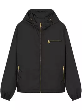 Куртка на молнии с капюшоном Versace, черный