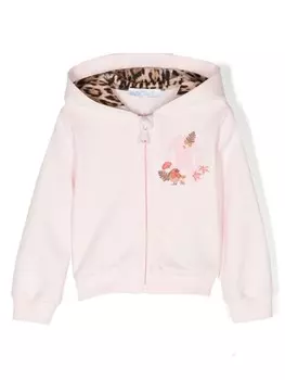 Куртка на молнии с логотипом Roberto Cavalli Junior, розовый