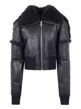 Куртка на молнии с меховым воротником Rick Owens, черный