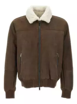 Куртка на молнии с меховым воротником VOLFAGLI, коричневый