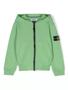 Куртка на молнии с нашивкой Compass Stone Island Junior, зеленый
