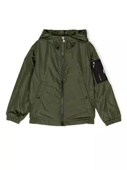 Куртка на молнии с нашивкой-логотипом Moncler Enfant, зеленый