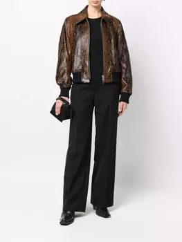 Куртка на молнии с тиснением под змеиную кожу AMI Paris, коричневый