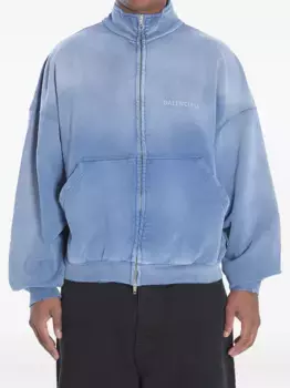Куртка на молнии с вышитым логотипом BALENCIAGA, синий