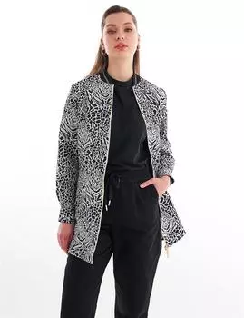 Куртка на молнии с животным принтом, черная Kayra