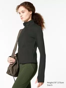 Куртка с полной застежкой-молнией ultra stretch airism Uniqlo, 09 черный