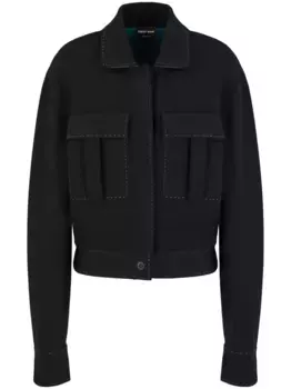 Куртка на пуговицах с контрастной вставкой GIORGIO ARMANI, черный