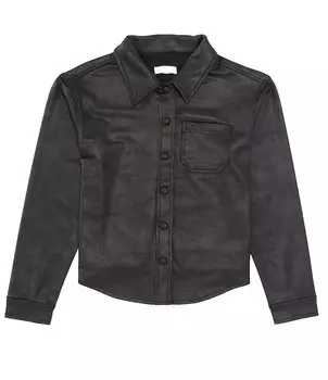 Куртка на пуговицах спереди с покрытием для девочек 7–16 лет GB, черный