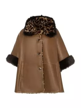 Куртка-накидка из мериносовой овчины и меховой отделки Made For Generations Wolfie Furs, цвет Animal Print