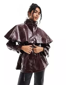 Куртка-накидка из винила бордового цвета ASOS DESIGN