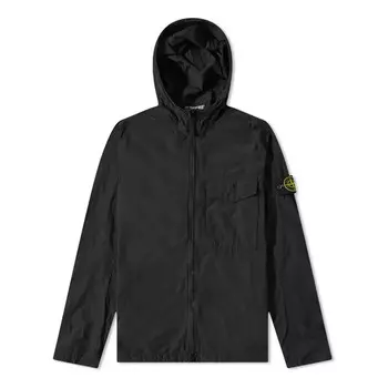 Куртка naslan light hooded overshirt 'black' Stone Island, черный