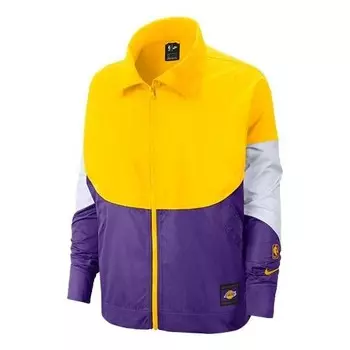 Куртка nba lakers basketball sports contrasting colors woven jacket yellow Nike, желтый
