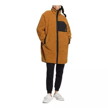 Куртка neo colorblock logo print stand collar cotton jacket Adidas, коричневый