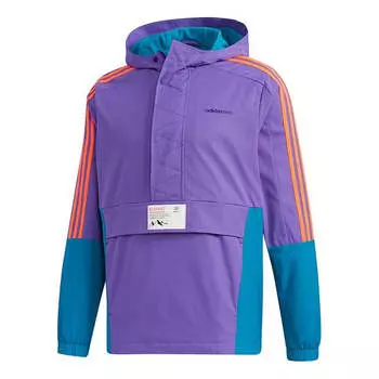 Куртка neo m ss cs wb zipper cardigan windproof colorblock sports hooded jacket purple Adidas, фиолетовый