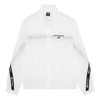 Куртка New Balance Logo Full-Zip Woven Jacket 'White Black', белый