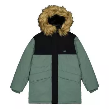 Куртка New Balance Warm Long Parka Jacket 'Green Black', зеленый