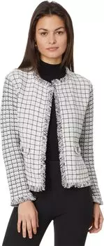 Куртка NIC+ZOE Grid Fringe Mix Knit Pocket Jacket, цвет Cream Multi