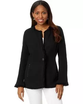 Куртка NIC+ZOE Long Fringe Mix Knit, черный